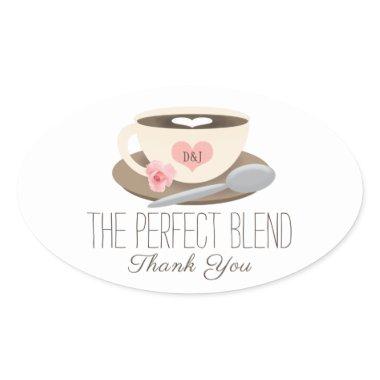 The Perfect Blend Monogrammed Coffee Cup Oval Sticker