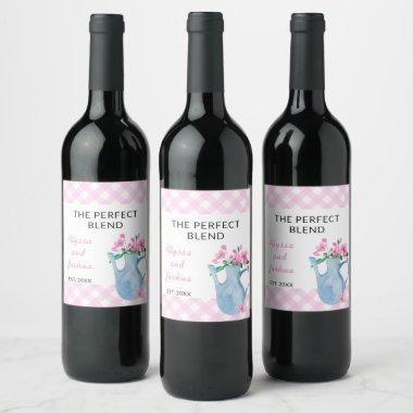 The Perfect Blend Pink Gingham Tea Party Wine Label