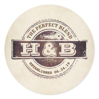 The Perfect Blend Wedding Coffee Favors Classic Round Sticker