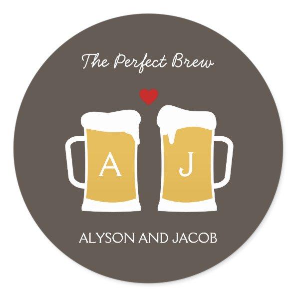 The Perfect Brew Wedding Favor Sticker/ Envelope Classic Round Sticker