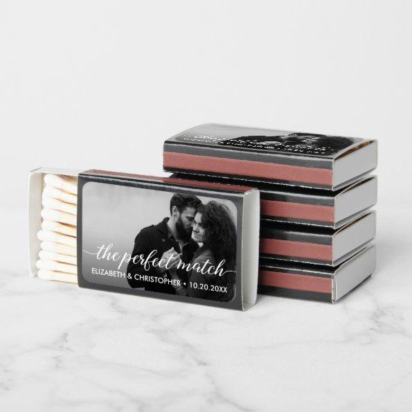 The Perfect match Black white photo wedding favor