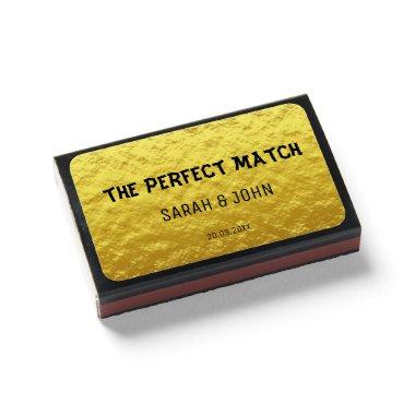 the perfect match elegant gold wedding matchboxes