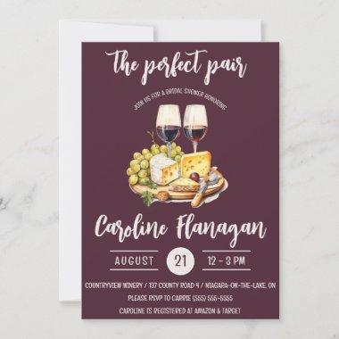 The Perfect Pair! Wine and Cheese Bridal Shower Invitations