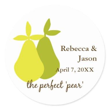 The Perfect Pear Pair Wedding Yellow Green Classic Round Sticker