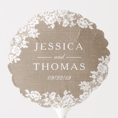 The Rustic Burlap & Vintage White Lace Collection Balloon