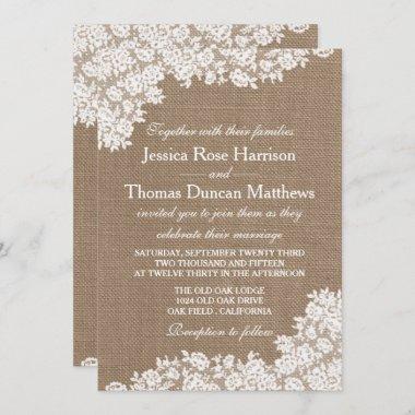 The Rustic Burlap & Vintage White Lace Collection Invitations