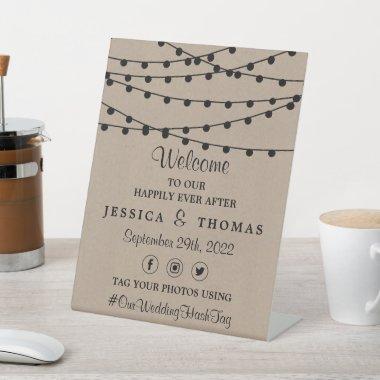 The Rustic Kraft String Lights Wedding Collection Pedestal Sign