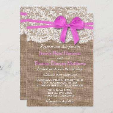 The Rustic Pink Bow Wedding Collection Invitations