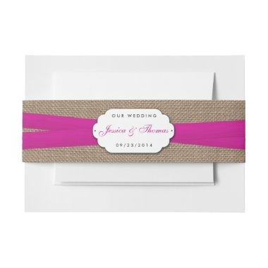 The Rustic Pink Bow Wedding Collection Invitations Belly Band