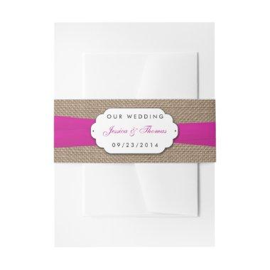 The Rustic Pink Bow Wedding Collection Invitations Belly Band