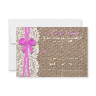 The Rustic Pink Bow Wedding Collection RSVP Card