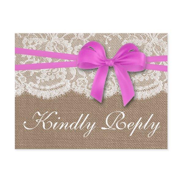 The Rustic Pink Bow Wedding Collection RSVP Invitation PostInvitations