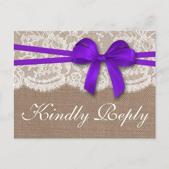 The Rustic Purple Bow Wedding Collection RSVP Invitation PostInvitations