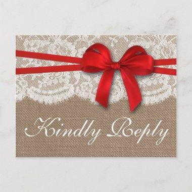 The Rustic Red Bow Wedding Collection RSVP Invitation PostInvitations