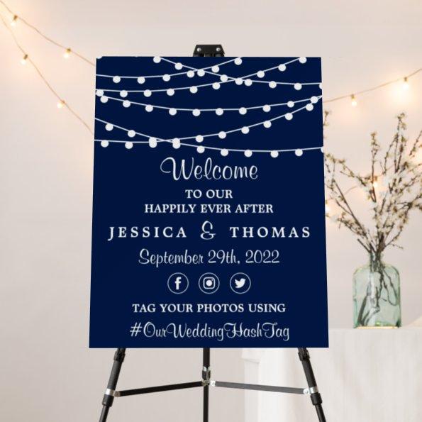 The String Lights On Navy Blue Wedding Collection Foam Board