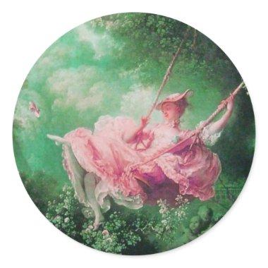 THE SWING green pink Classic Round Sticker