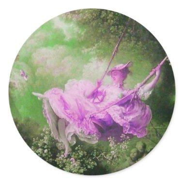 THE SWING green violet purple Classic Round Sticker