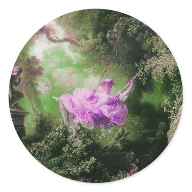 THE SWING green violet purple Classic Round Sticker