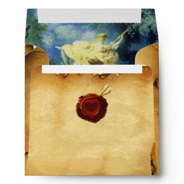 THE SWING, RED WAX SEAL PARCHMENT Blue Yellow Envelope