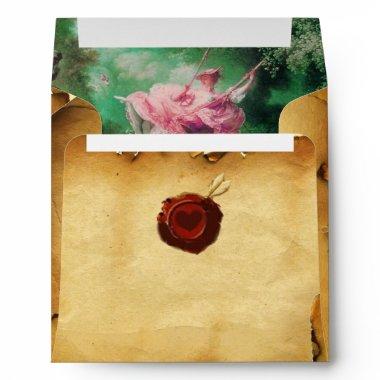 THE SWING, RED WAX SEAL PARCHMENT, fuchsia pink Envelope