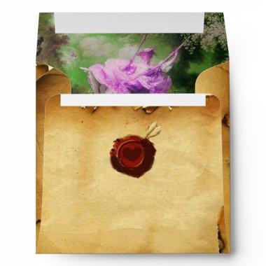 THE SWING, RED WAX SEAL PARCHMENT Violet Green Envelope
