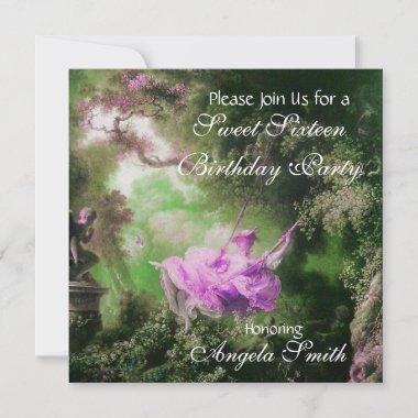 THE SWING ,SWEET 16 PARTY Violet Purple Invitations