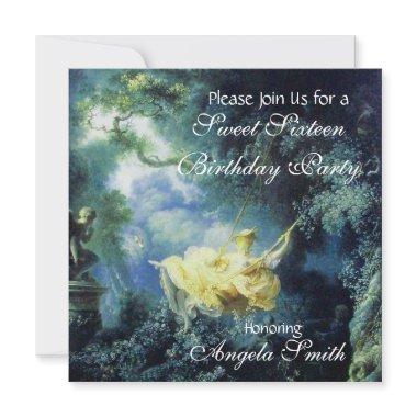 THE SWING ,SWEET SIXTEEN PARTY Blue Yellow Invitations