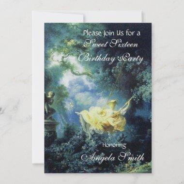 THE SWING ,SWEET SIXTEEN PARTY Blue Yellow Invitations