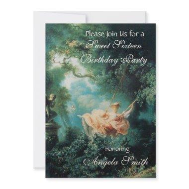 THE SWING ,SWEET SIXTEEN PARTY Champagne Metallic Invitations