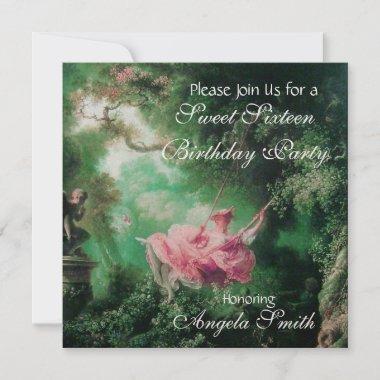 THE SWING ,SWEET SIXTEEN PARTY Fuchsia Champagne Invitations