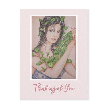 Thinking of You Ivy Bride Girl Pencil Illustration Post