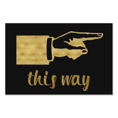 This Way Hand Finger Pointing Gold Glitter Yard Sign