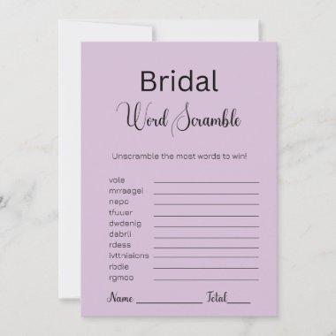 Thistle Purple Bridal Word Scramble Game Invitations