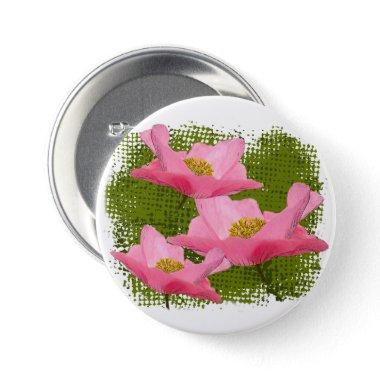 Three Floating Pretty Pink Poppies Photographs Pinback Button