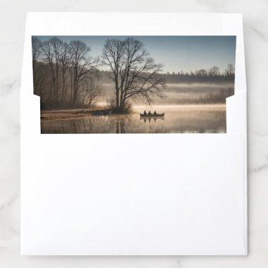Three Friends Fishing Canoe Lake Early Morning Envelope Liner