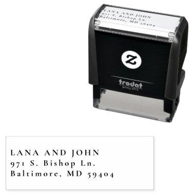 Three Line Return Address Left Aligned Pre-inked Self-inking Stamp