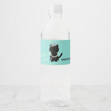 Tiara Party Cat Bridal Shower Party Water Bottle Label
