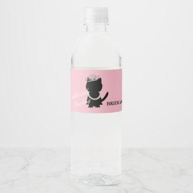 Tiara Party Cat Pink Water Bottle Label