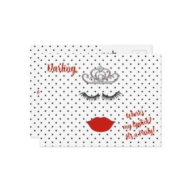 Tiara Party Where's My Lipstick Polka Dot Invitation Post