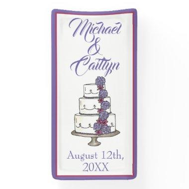 Tiered Purple Floral Wedding Cake Bridal Shower Banner