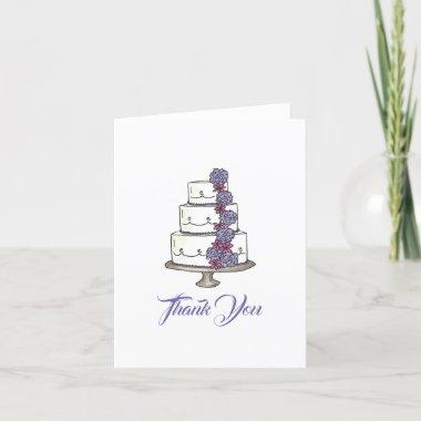 Tiered Purple Floral Wedding Cake Bridal Shower Thank You Invitations