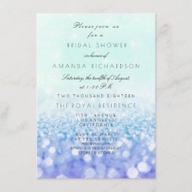 Tiffany Aqua Purple VIP Mint Glitter Bridal Shower Invitations
