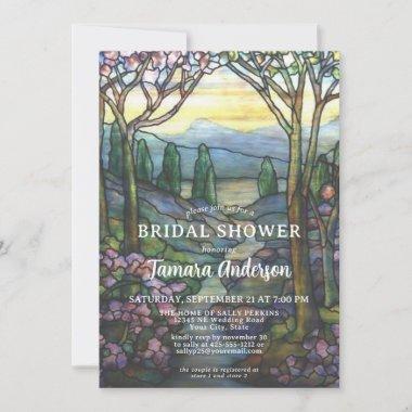Tiffany Glass Mountains & Stream Bridal Shower Invitations