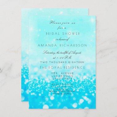 Tiffany Ocean Blue Aqua Glitter Bridal Shower Invitations
