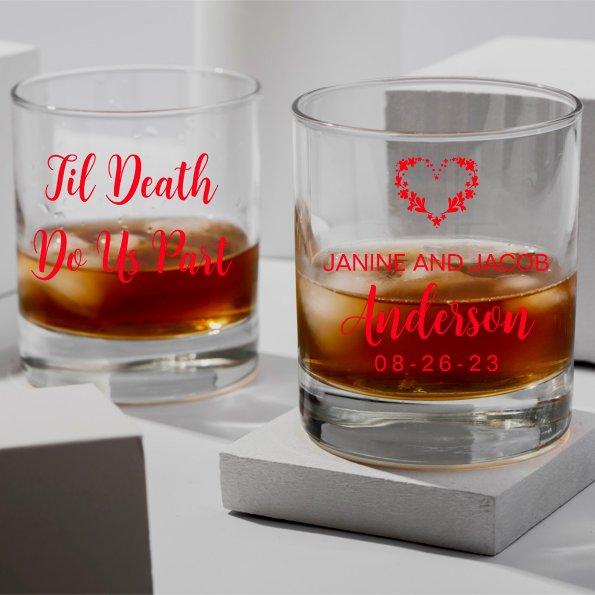 Til Death Do Us Part Gothic Moody Black and Red Whiskey Glass