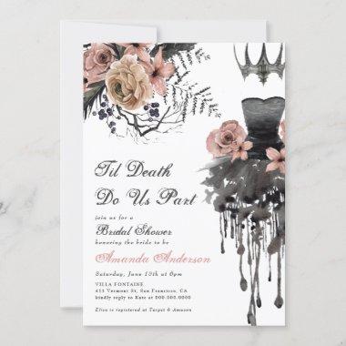 Til Death Do Us Part Halloween Pink Bridal Shower Invitations