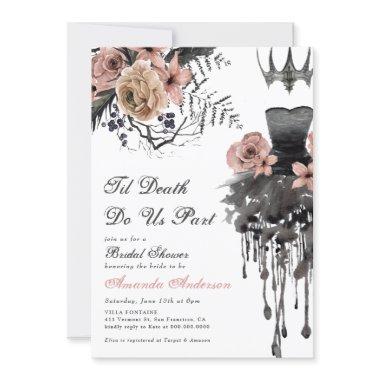 Til Death Do Us Part Halloween Pink Bridal Shower Invitations