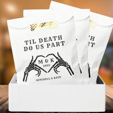 Til Death Do Us Part Skeleton Heart Hand Wedding Favor Bag