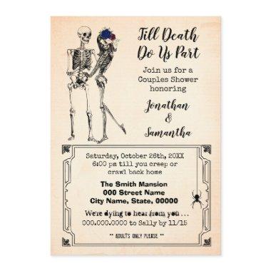 Till death do us part goth couples shower skeleton Invitations