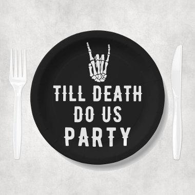 Till Death Do Us Party Black Skeleton Party Paper Plates